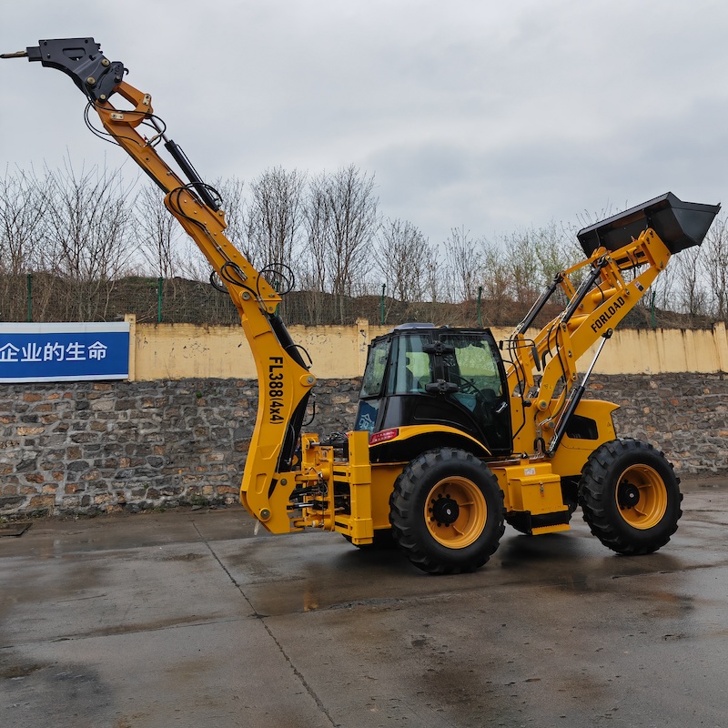FL388H4 backhoe wheel loader of four wheel steering model